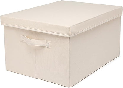 Foldable Storage Bins with Lids Cotton Canvas Rectangular Storage Box Ideal - Image 9