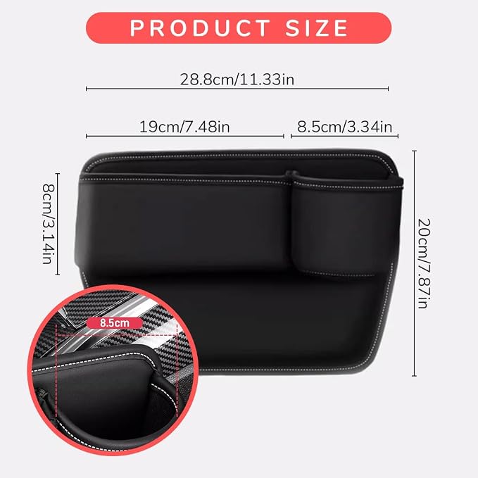 Car Leather Cup Holder Gap Bag, 2025 Upgrade Car Storage Box - Image 6