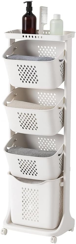 4-Tier Rolling Laundry Hamper Cart by CWKISS