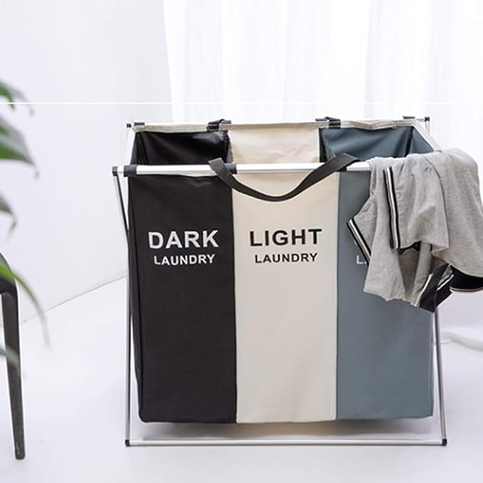 Nicesail 3 Section Laundry Basket Printed Dark Light Color, Foldable - Image 9
