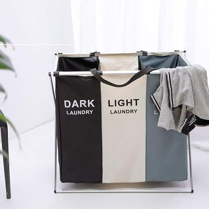 Nicesail 3 Section Laundry Basket Printed Dark Light Color, Foldable - Image 9