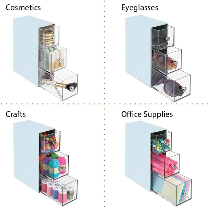 Desk Drawer Organizer with 3 Drawers, Plastic Clear Tea Bag Organizer, - Image 5