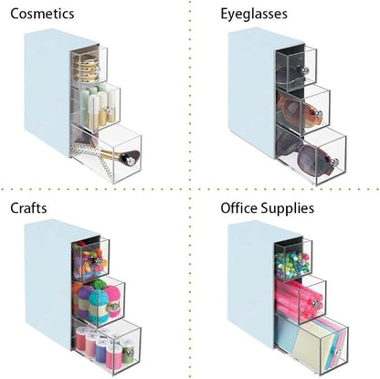 Desk Drawer Organizer with 3 Drawers, Plastic Clear Tea Bag Organizer, - Image 5