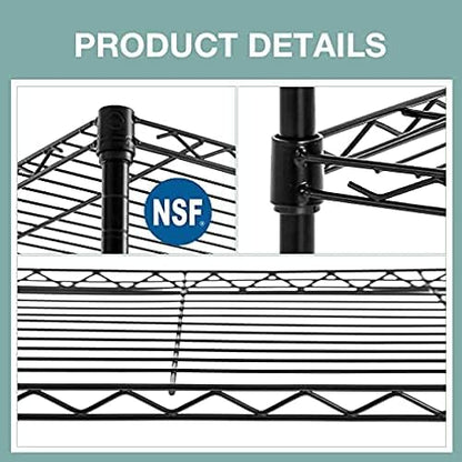 PayLessHere | 5-Tier Wire Shelf | 24"x14"x60" | Black | Heavy-Duty Storage - Image 5