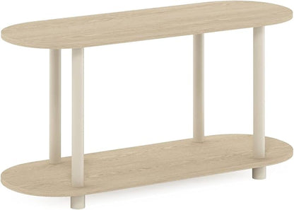 Furinno Turn-N-Tube No Tools Modern Oval Side Table, Bauhaus Oak/Beige - Image 6