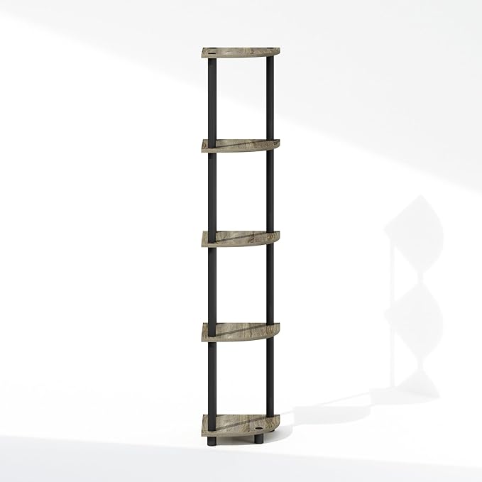 Furinno Turn-N-Tube Storage Shelves, 5-Tier Book Shelf, Corner Shelf - Image 9