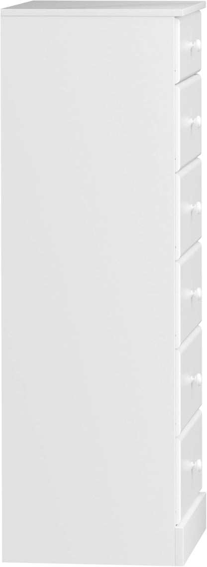 Prepac Astrid Tall White Dresser: 16.5"D x 19.75"W x 50"H, 6-Drawer Chest - Image 8