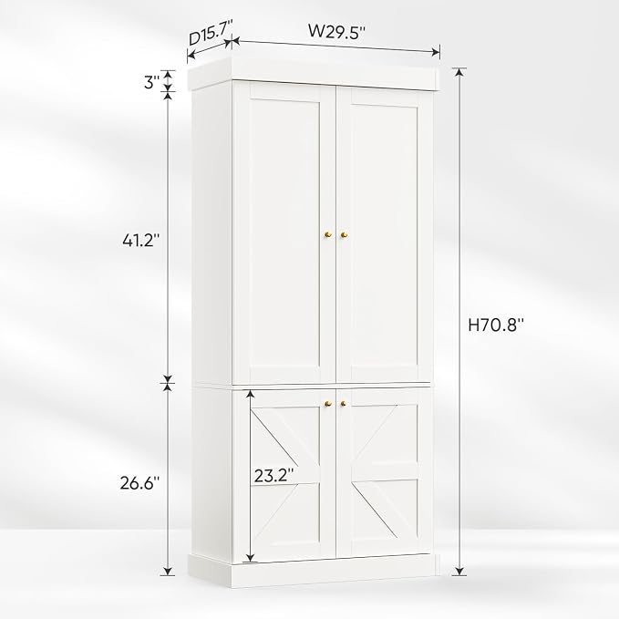 Vyre 70.8" Tall Farmhouse Kitchen Pantry Cabinet - Image 2