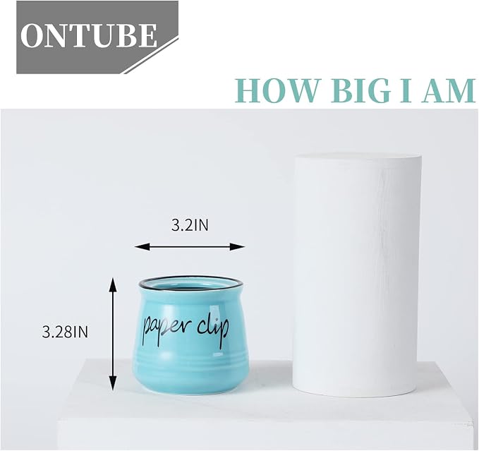 ONTUBE Farmhouse Paper Clip Holders, Ceramic Binder Clip Dispenser Organizer - Image 4