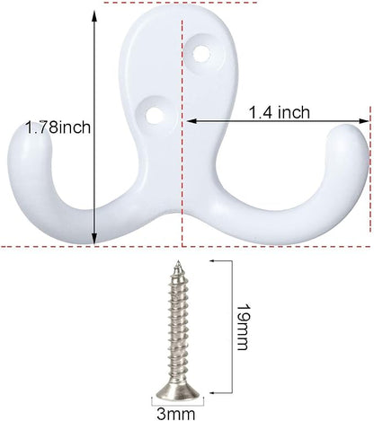 IBosins 28 Pack Heavy Duty Double Prong Coat Hooks Wall Mounted - Image 2