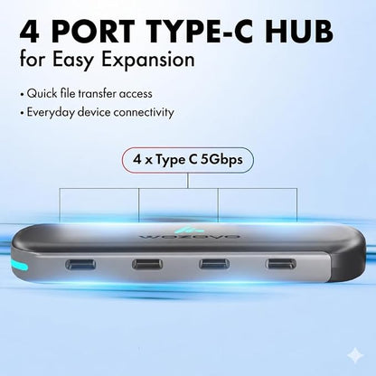 Type C to 4 in 1 Type C Hub, Wozoyo 4XType C 5 Gbps, Data Transfer Upto 5Gbps - Image 4
