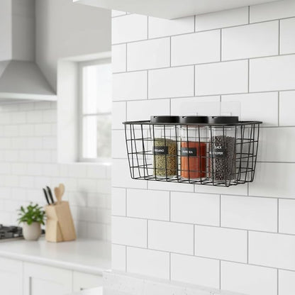 Hanging Kitchen Baskets Adhesive Sturdy Wire Storage Baskets - Image 3