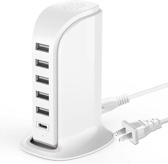 USB Charging Station for Multiple Devices, 40W Multiport Charger Tower by Unknown