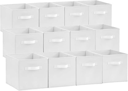 Lifewit Storage Cubes, 11 Inch Organizer Bins, 18L White, 12 Packs | Foldable by Lifewit