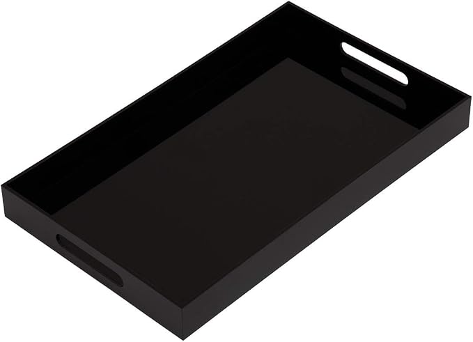 Glossy Black Sturdy Acrylic Serving Tray by KEVLANG