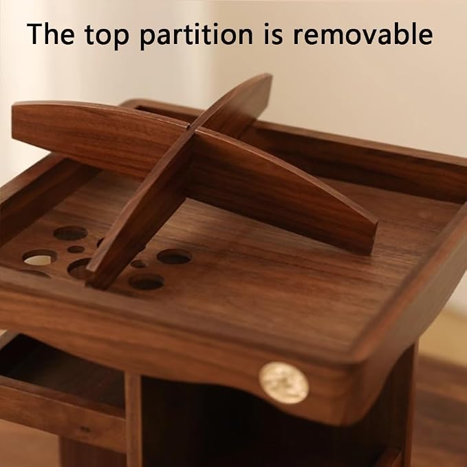 360° Rotating Makeup Organizer, Spining Adjustable Wooden Vanity Storage - Image 5