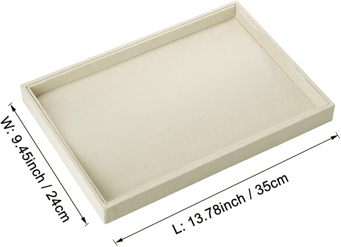 Mornajina 13.8" x 9.5" Velvet Jewelry Tray Jewelry Display Tray, Stackable - Image 3