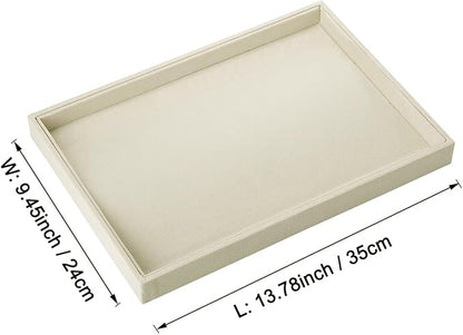 Mornajina 13.8" x 9.5" Velvet Jewelry Tray Jewelry Display Tray, Stackable - Image 3