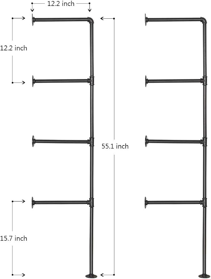 LIANTRAL Industrial Wall Mount Iron Pipe Shelf, DIY Open Bookshelf, Retro - Image 3