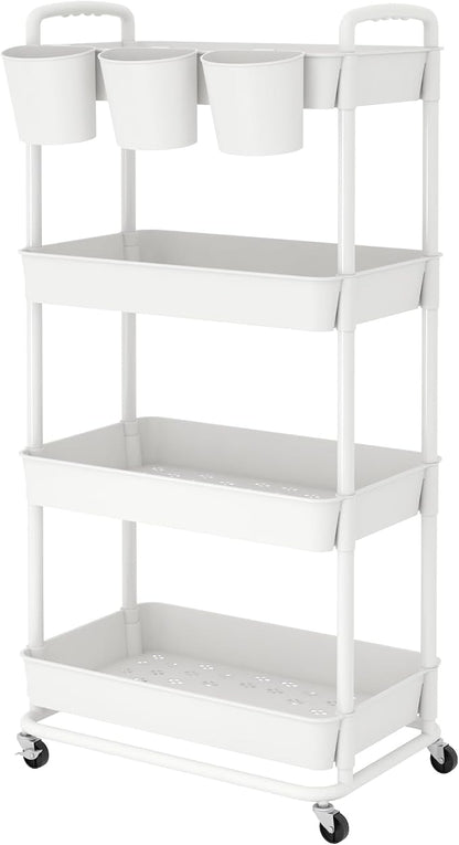 JIUYOTREE 4-Tier Plastic Rolling Storage Cart Utility Cart by JIUYOTREE