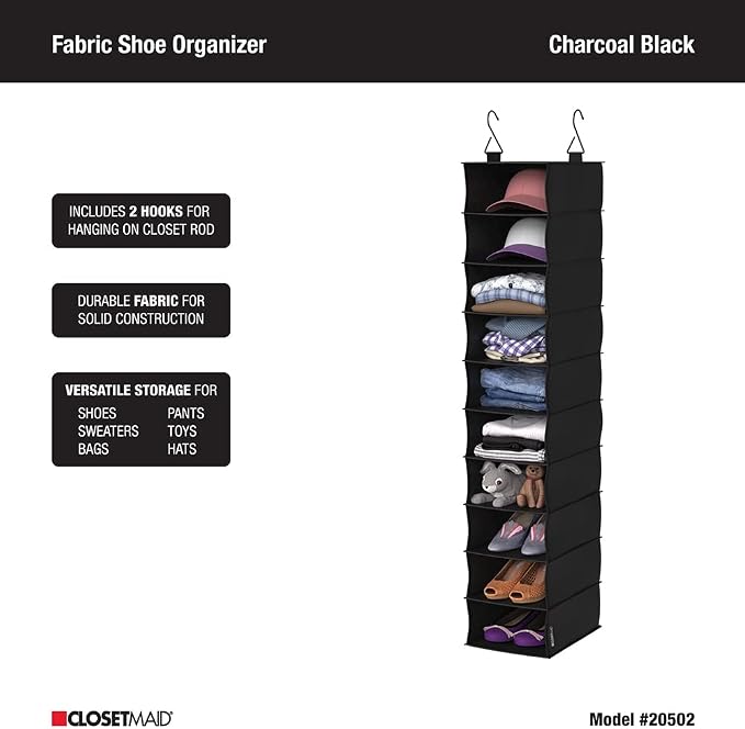 ClosetMaid 10-Shelf Fabric Hanging Shoe Storage Organizer - Image 5