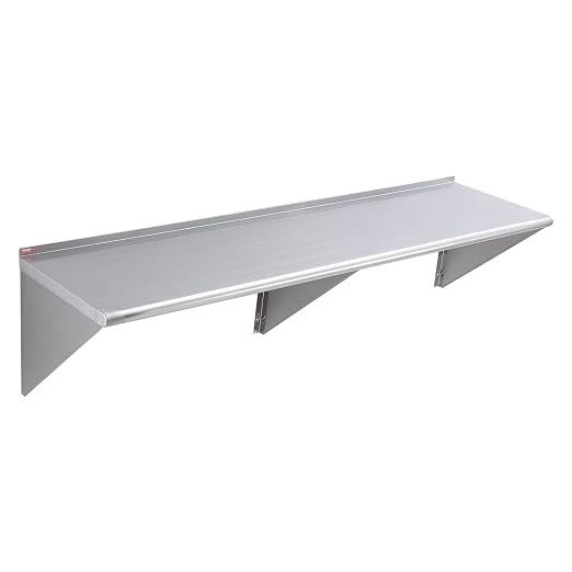 VEVOR 18" x 72" Stainless Steel Shelf, Wall Mounted Floating Shelving - Image 9