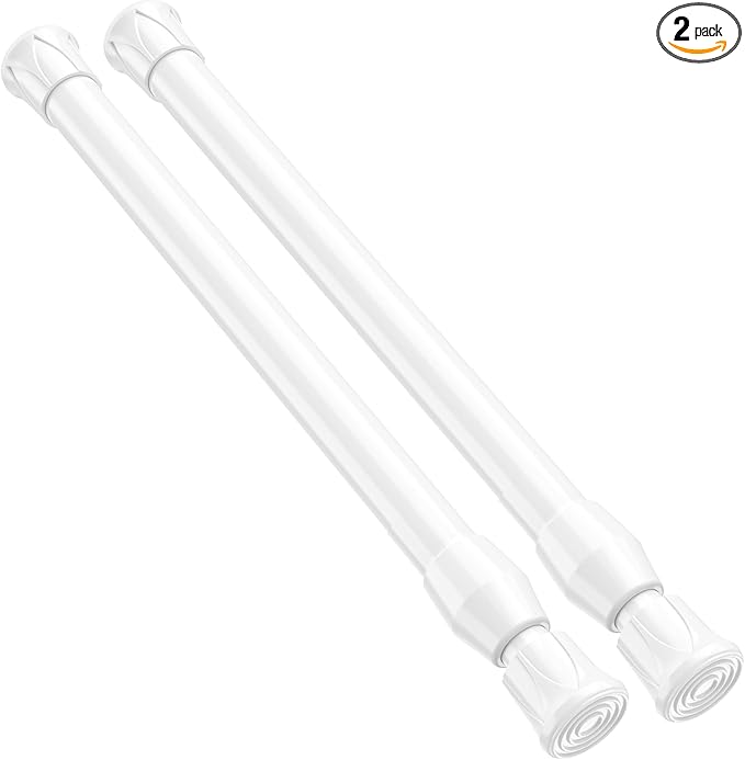 2 Pack Small Tension Rod 12 to 19 Inch Adjustable Tension Curtain Rod Mini by QINGYUN