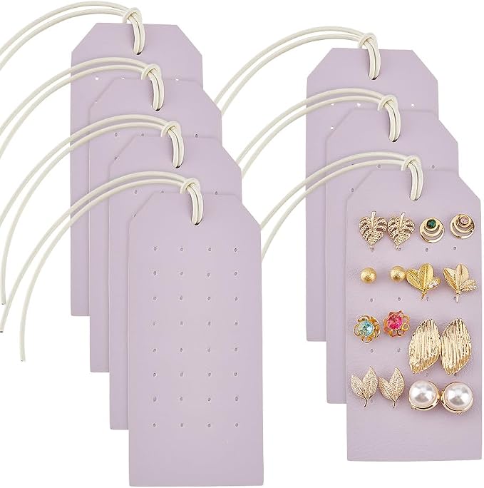 OLYCRAFT 7Pcs Portable Leather Earring Holders Light Purple Leather Earring by OLYCRAFT
