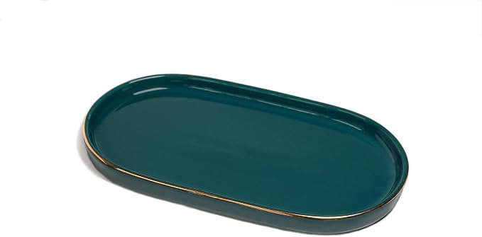 Ceramic Jewelry Dish, Perfume Vanity Tray, 7x4 Decorative Catch All Bowl by HANKOR