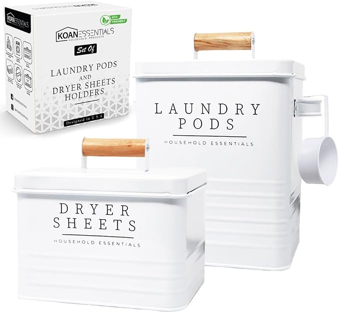 KOANEssentials Farmhouse Metal Laundry Pods Container by KOANEssentials