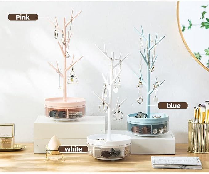 Branch Jewelry Rack With Rotatable Base and Storage Box Tree Tower Rack Hanging - Image 6