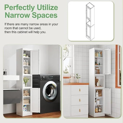 Ckzbx Tall Narrow Storage Cabinet 66.93" H Tall Bathroom Cabinets Metal Pantry - Image 5