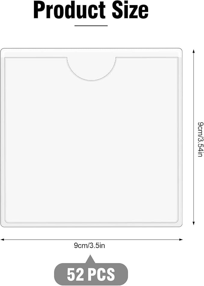 52 Pack Self-Adhesive Index Card Pockets 3.5 x 3.5 in, And Library Cards; Easy - Image 2