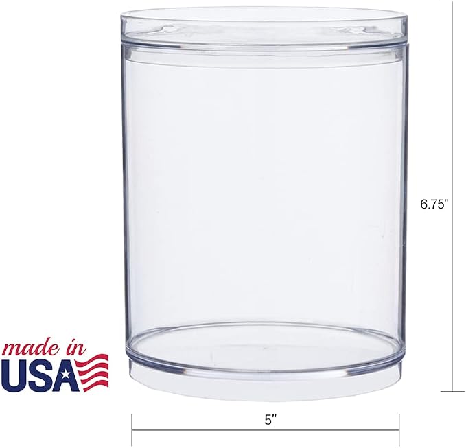 STORi Bella Tall Scrunchie Holder | Stackable Clear Plastic Container Round - Image 5