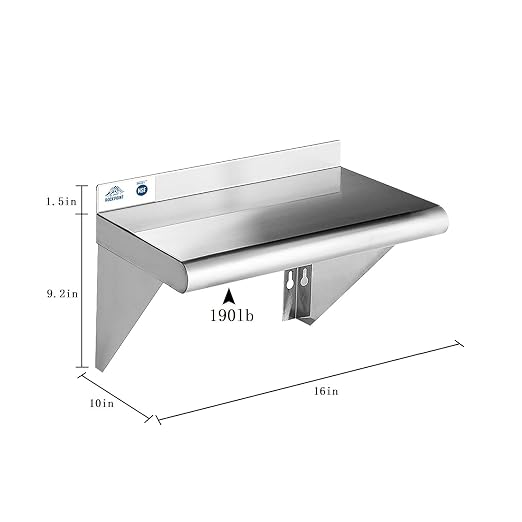 ROCKPOINT Stainless Steel Shelf 10 x 16 Inches 190lb, 2 Pack NSF Metal - Image 2