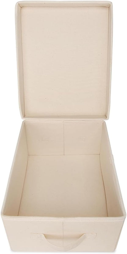 Foldable Storage Bins with Lids Cotton Canvas Rectangular Storage Box Ideal - Image 7