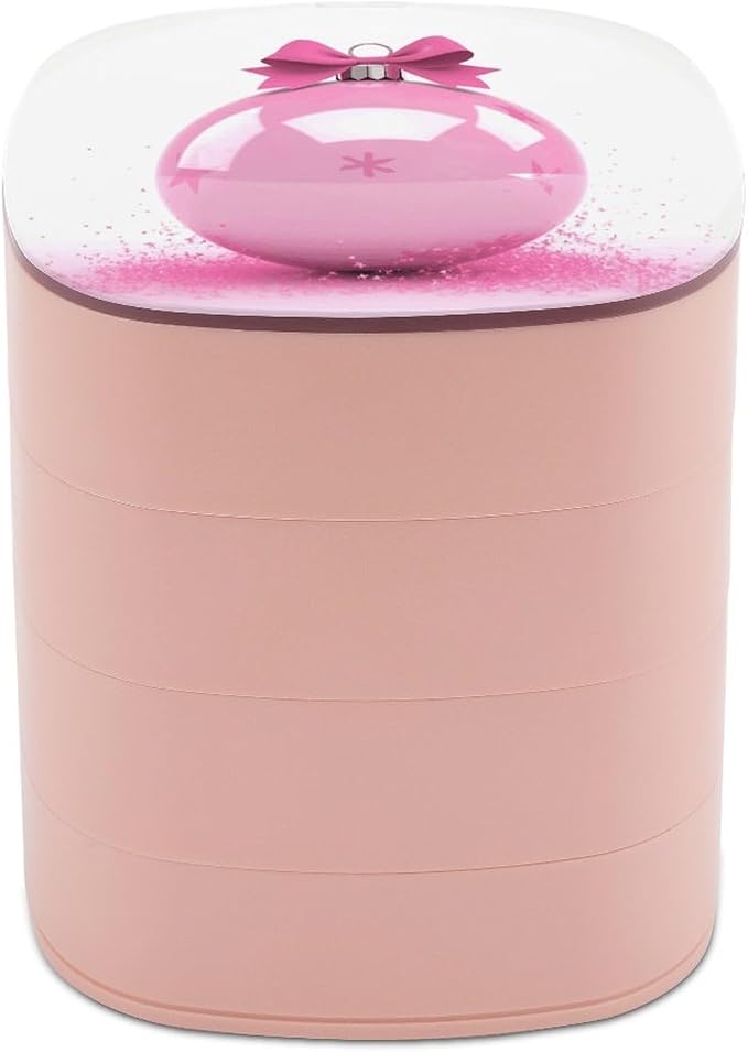 Pink Christmas Ball Rotating Jewelry Organizer Box 4-Layer 360° Rotatable ABS by CSGJMYGS