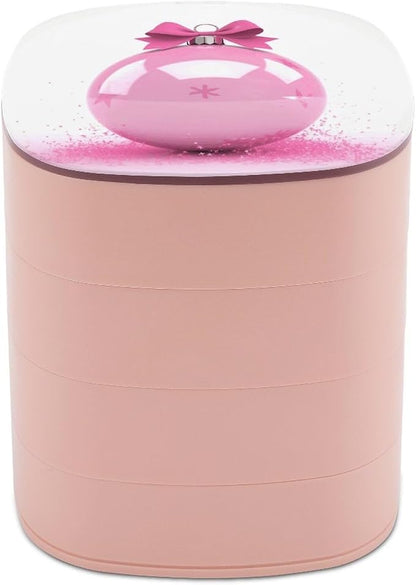 Pink Christmas Ball Rotating Jewelry Organizer Box 4-Layer 360° Rotatable ABS by CSGJMYGS