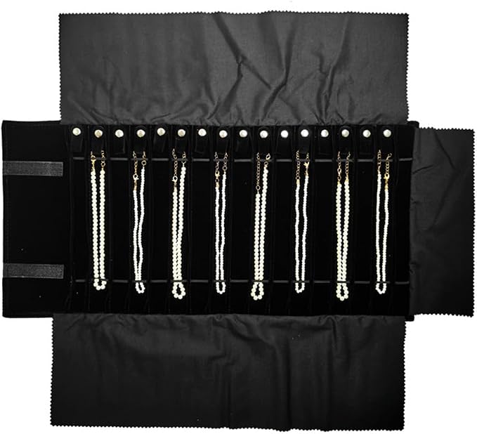 Portable Jewelry Roll Untangled Secure Necklace Travel Storage Bag Displays - Image 8