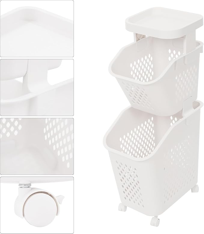 2 Tier Laundry Basket Holder, Utility Laundry Basket - Image 5