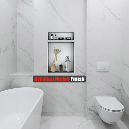 JQK Shower Niche No Tile Need, 304 Stainless Steel Recessed Shower Caddy - Image 6