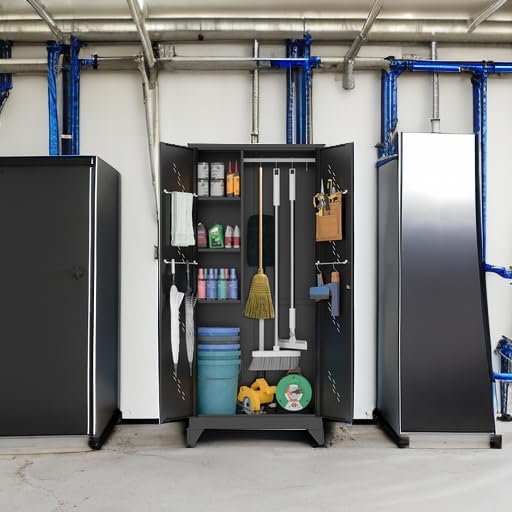 75" Metal Storage Cabinet with Lockable Doors, Functional Garage Storage - Image 6
