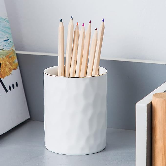 Ceramic Pen Holder Stand Cup Pencil Holder Organizer Makeup Brush Holders - Image 2
