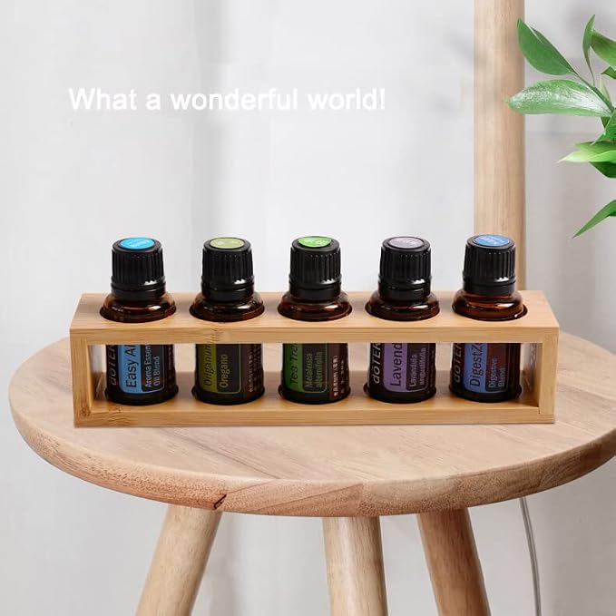 Natural Bamboo Essential Oils Storage Rack fits 15ml bottles 1 Tier Tabletop - Image 6