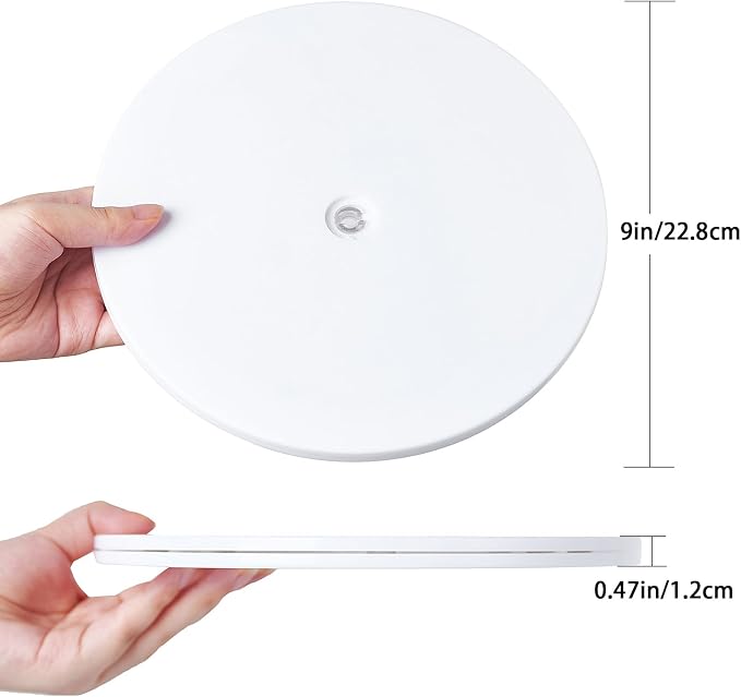9 inch Lazy Susan Turntable White Acrylic Ball Bearing Rotating Tray - Image 2