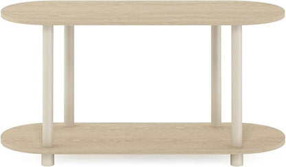 Furinno Turn-N-Tube No Tools Modern Oval Side Table, Bauhaus Oak/Beige - Image 7