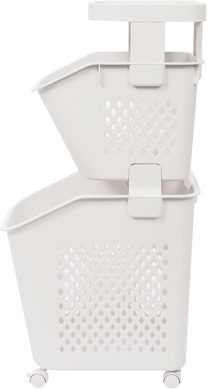 2 Tier Laundry Basket Holder, Utility Laundry Basket - Image 6