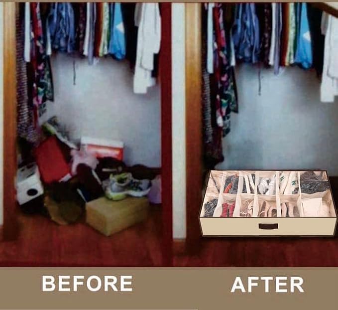 Men/Adults 12 Cells See Through Underbed Shoe Storage Bag Organizer - Image 6