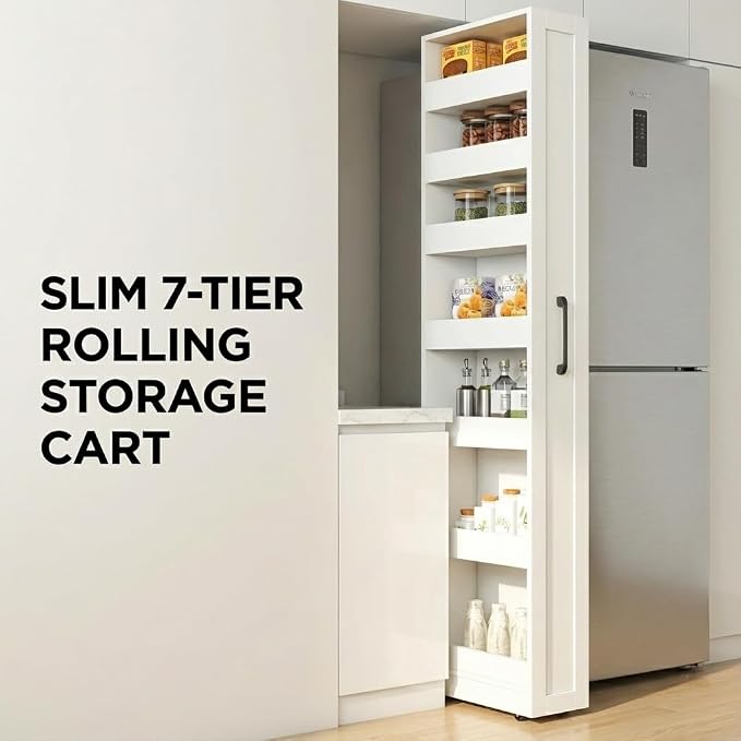 Slim Rolling Storage Cart, 7-Tier Pull-Out Spice Rack - Image 3