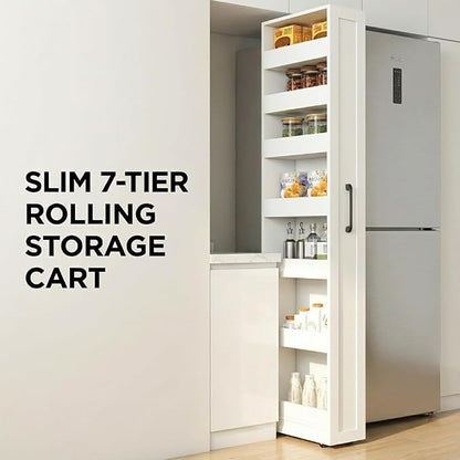 Slim Rolling Storage Cart, 7-Tier Pull-Out Spice Rack - Image 3